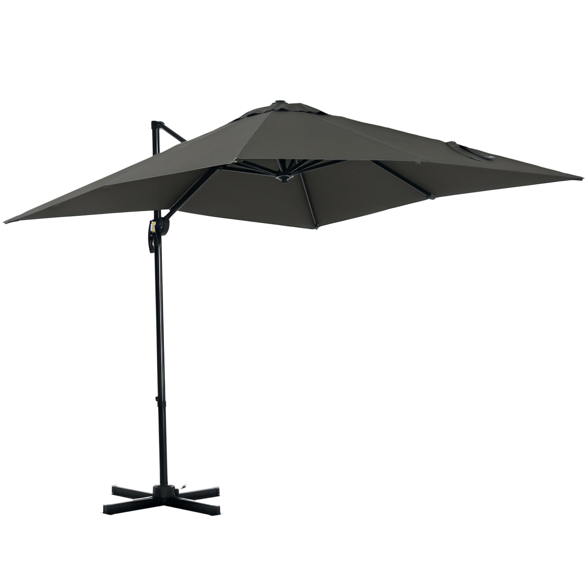 8' x 8' Square Patio Hanging Offset Umbrella with 360° Rotation, Aluminum Outdoor Cantilever Parasol with Crank & Tilt, 