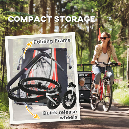 VarietyKart 3-in-1 Bike Trailer for Kids, Running Stroller with 2 Seats, Jogging Cart with 5-Point Harness, Storage Unit