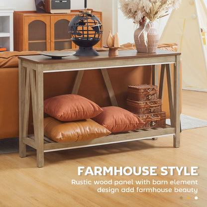 52" Console Table, Farmhouse Narrow Entryway Table with Storage Shelf, Rustic Sofa Table with Anti-tipper for Living Roo
