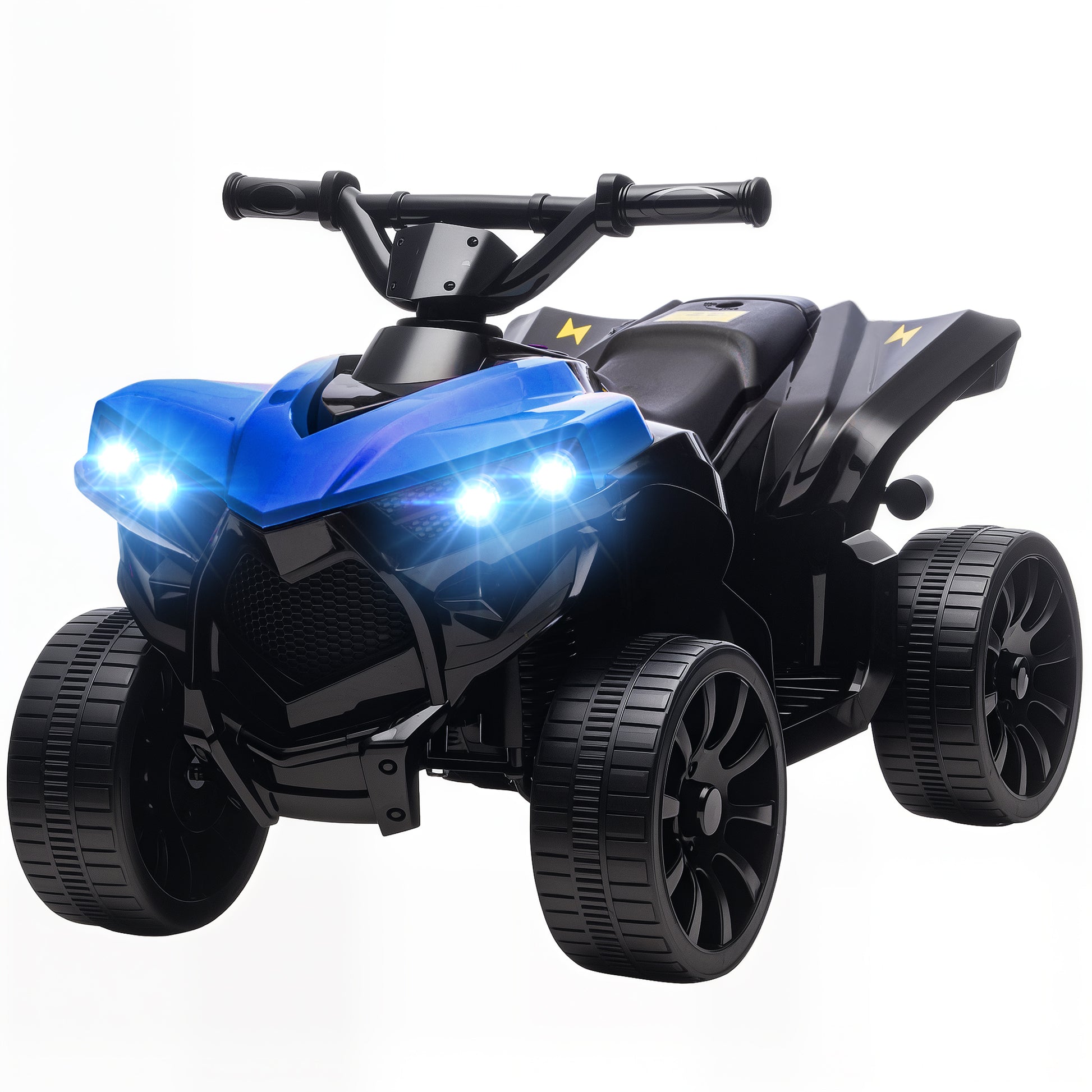 Qaba 6V Kids ATV, 4 Wheeler Electric Ride on Car with Music and LED Headlights, for Ages 37-72 Months Boys and Girls, Bl