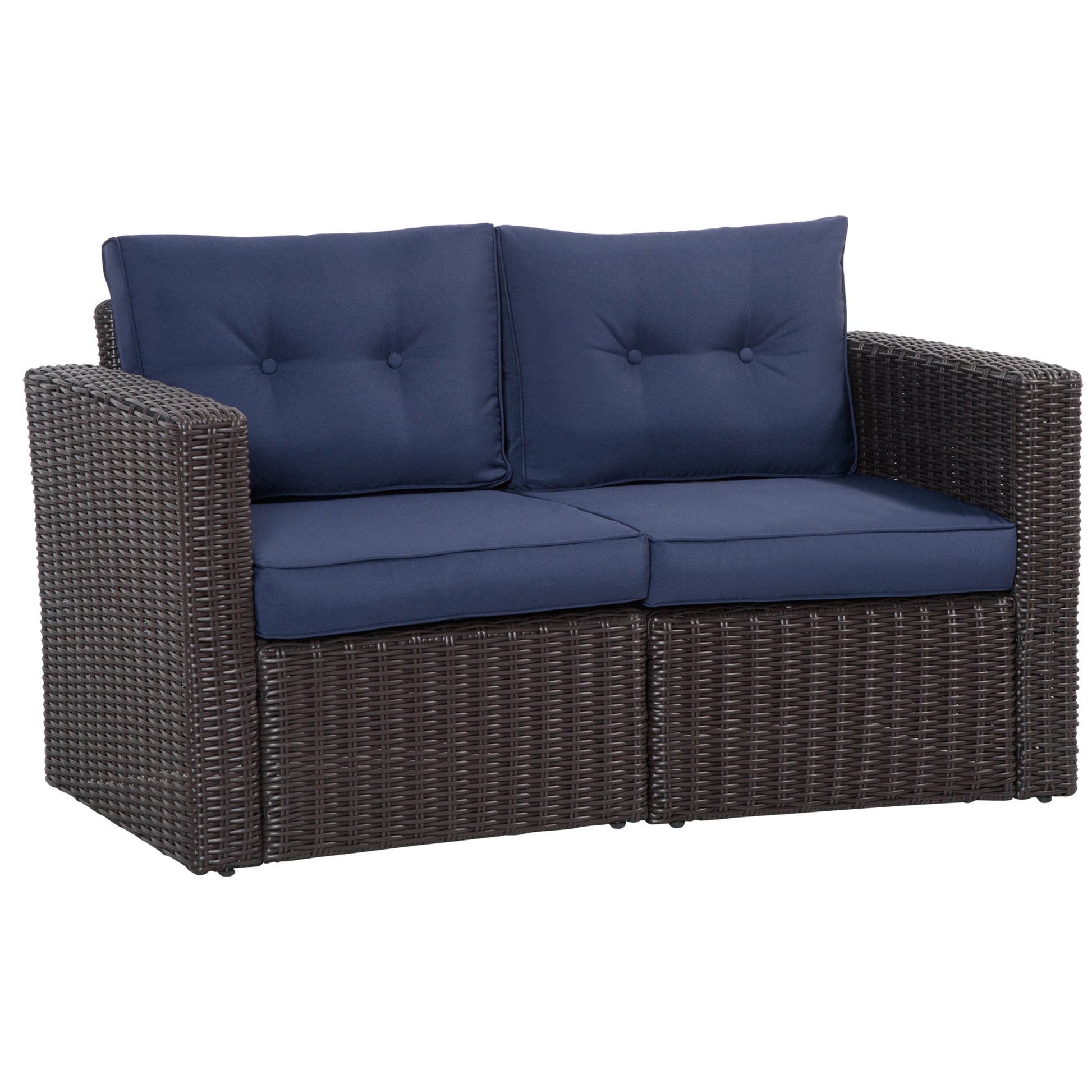 2 Pieces Patio Furniture Set Outdoor Loveseat Wicker Corner Sofa Set Outdoor Freely Combination PE Rattan Furniture, W/ 