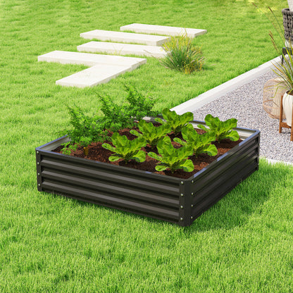 Raised Garden Bed Galvanized Steel Planter Box for Vegetables, Flowers, Herbs, Black