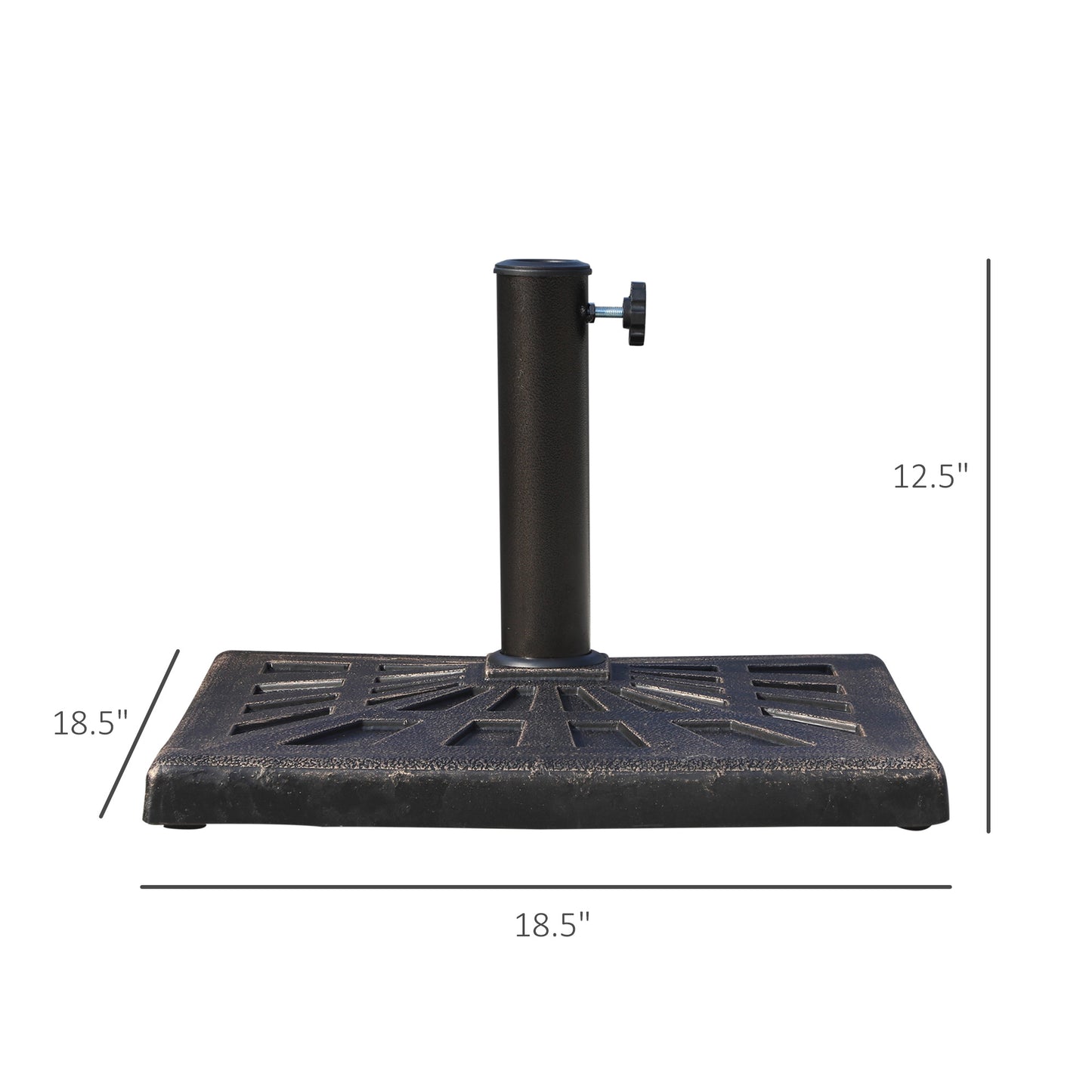 18.5" Square Patio Umbrella Base, Outdoor Resin Parasol Stand Market Umbrella Holder Deck - Bronze