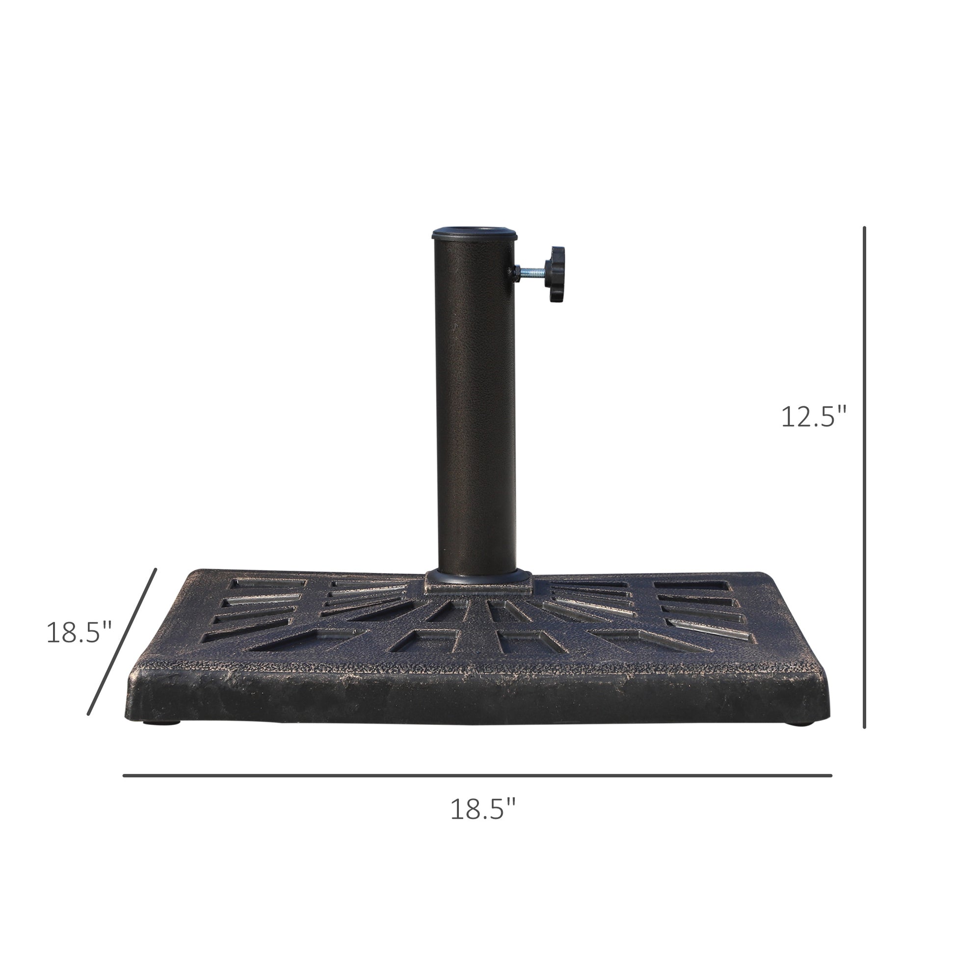 18.5" Square Patio Umbrella Base, Outdoor Resin Parasol Stand Market Umbrella Holder Deck - Bronze