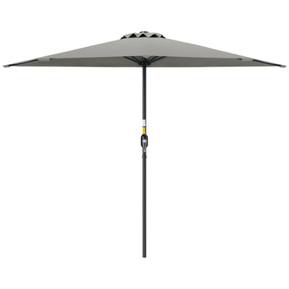9ft Half Round Umbrella Outdoor Patio Garden Balcony Parasol Window Sun Shade w/ 5 Ribs Light Grey