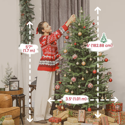 6 ft Artificial Christmas Tree with Dense Realistic Branches, Full Ponderosa Fir, Hinged Xmas Tree, Easy Assembly