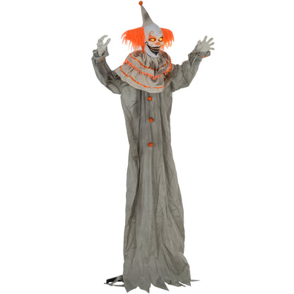 6' Life Size Orange Classic Clown Outdoor Halloween Decoration Animatronic, Sound and Motion Activated w/ Light Up Eyes