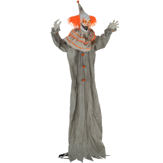 6' Life Size Orange Classic Clown Outdoor Halloween Decoration Animatronic, Sound and Motion Activated w/ Light Up Eyes