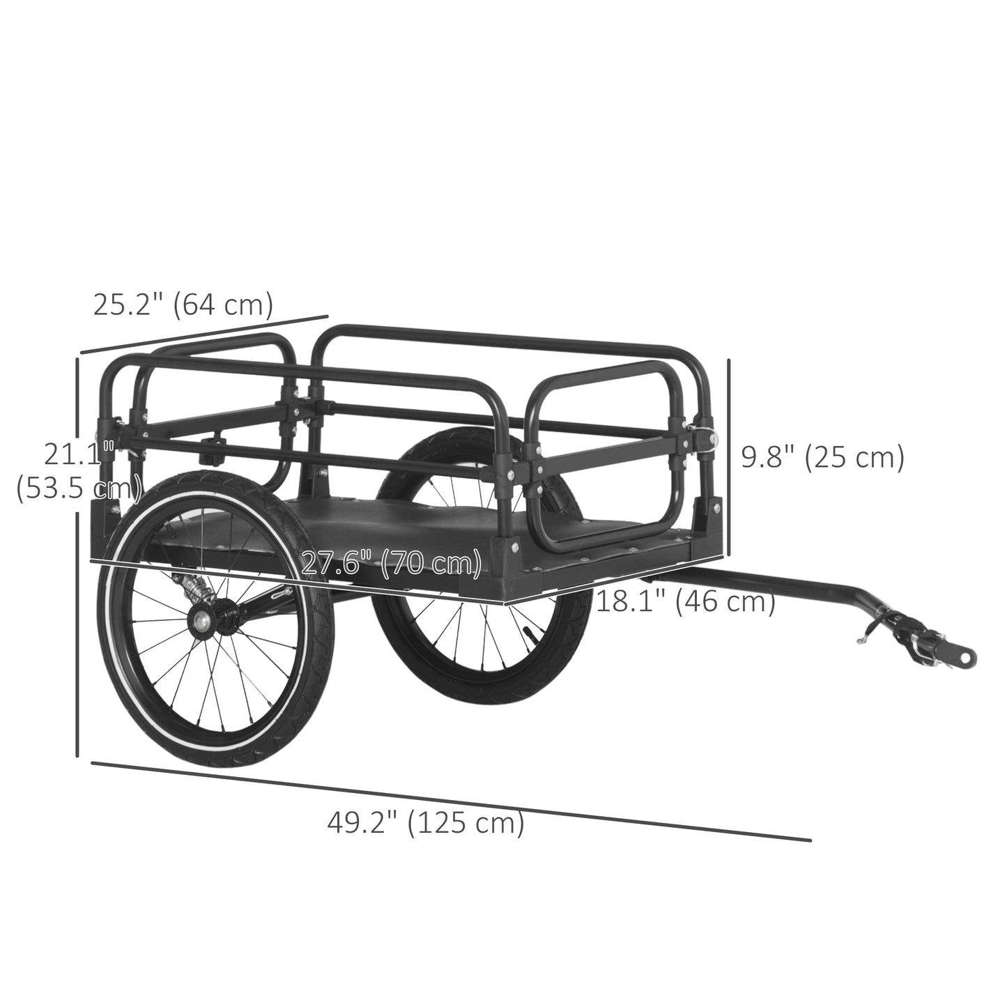 VarietyKart Bike Trailer, Bicycle Cargo Carrier with Suspension, Triple Safety Features, 16" Wheels, Hitch, Steel Frame,