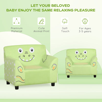 Qaba Kids Sofa, Armrest Chair for Preschool, Toddler Couch for Kids Room, Kindergarten with Cute Animal Print, Super-sof