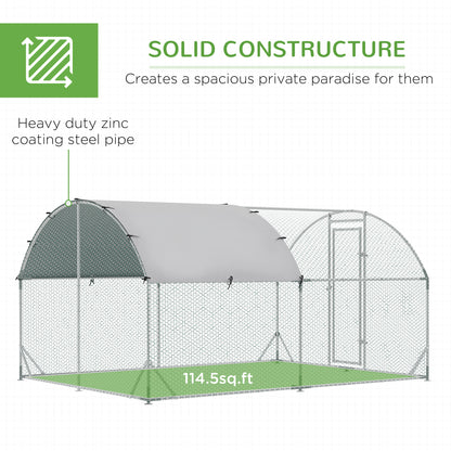 Galvanized Large Metal Chicken Coop Cage Walk-in Enclosure Poultry Hen Run House Playpen Rabbit Hutch with Cover for Out