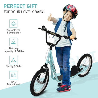VarietyKart Kids Kick Scooter for 5+ Year Old, Kids Ride on Toy w/ 16'' Inflatable Wheel Dual Brakes, Blue