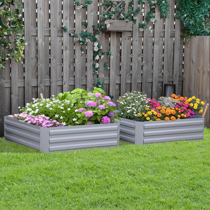39" x 39" x 12" Set of 2 Raised Garden Bed, Elevated Planter Box with Galvanized Steel Frame for Growing Flowers, Herbs,