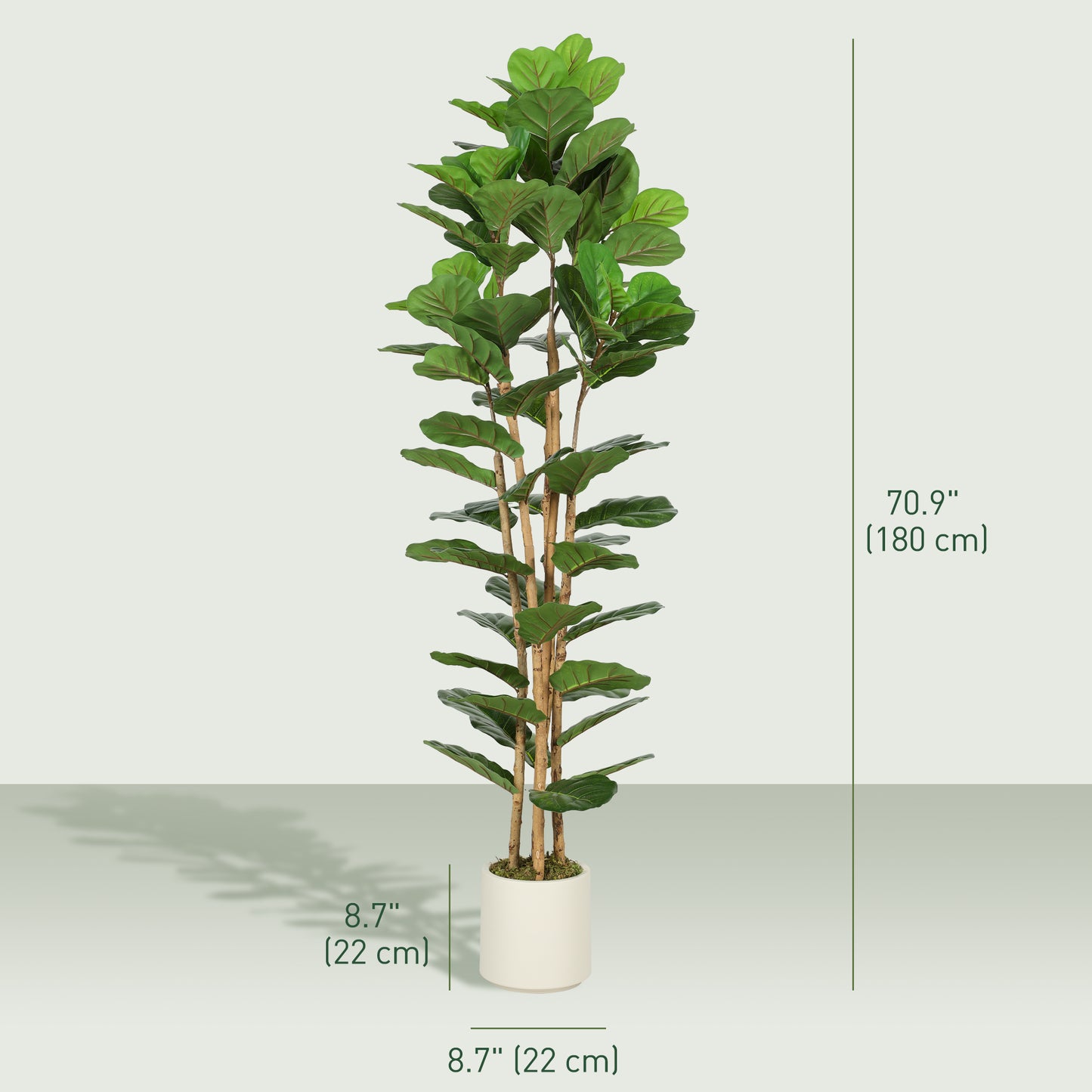 6FT Artificial Fiddle Leaf Fig Tree, Fake Potted Tree with Solid Wood Trunks and Lifelike Leaves for Indoor Decor, Green