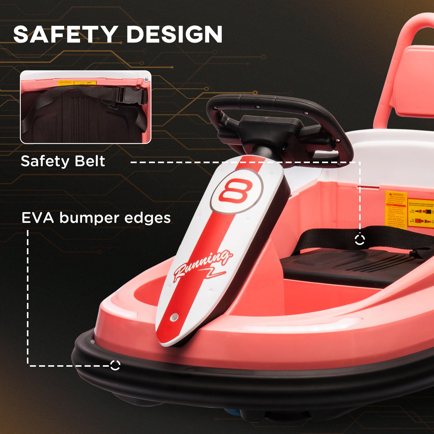 VarietyKart Kids Bumper Car, 6V 360° Rotation Electric Ride on Car, Twin Motors Battery Powered Toy with Music, Horn and