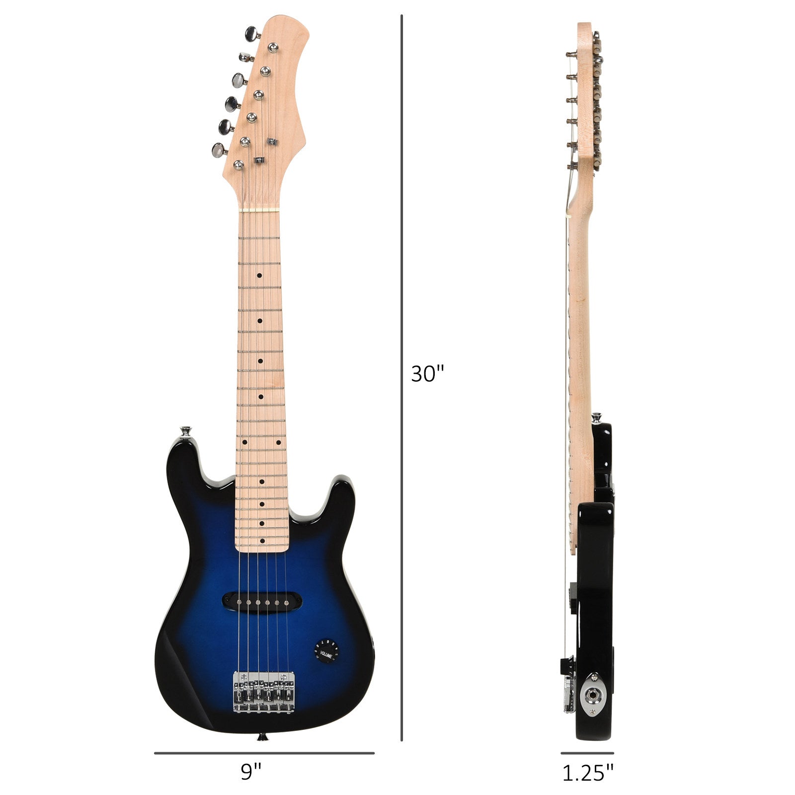 30 Inch Electric Guitar 3/4 Size Beginner Starter Kit with 5W Amplifier, Strap, Strings, Picks, Carrying Case, Blue