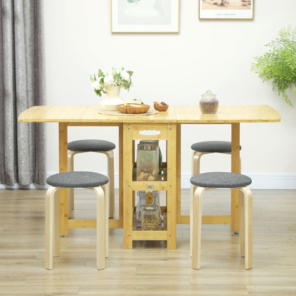 Stackable Wood Stools Set of 4, Stacking Kitchen Stools with Padded Seat for Dining Room, Living Room, Grey