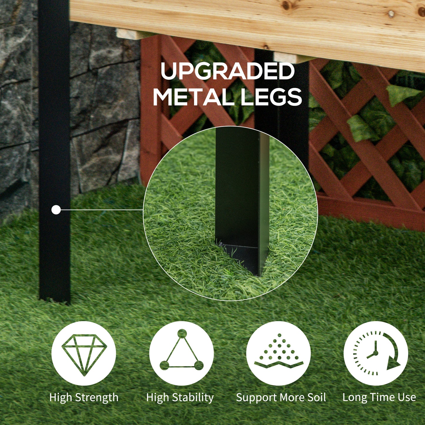 Raised Garden Bed, Elevated Planter Box, 47"x24"x29" with Legs, Metal Frame, Wooden Planter Pot for Backyard, Patio to G