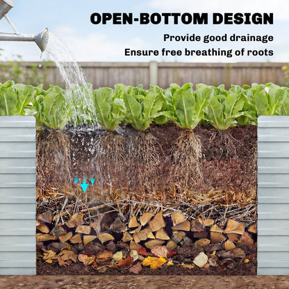 5' x 3' x 2' Raised Garden Bed, Galvanized Planter Box for Growing Flowers, Herbs and Vegetables, Silver
