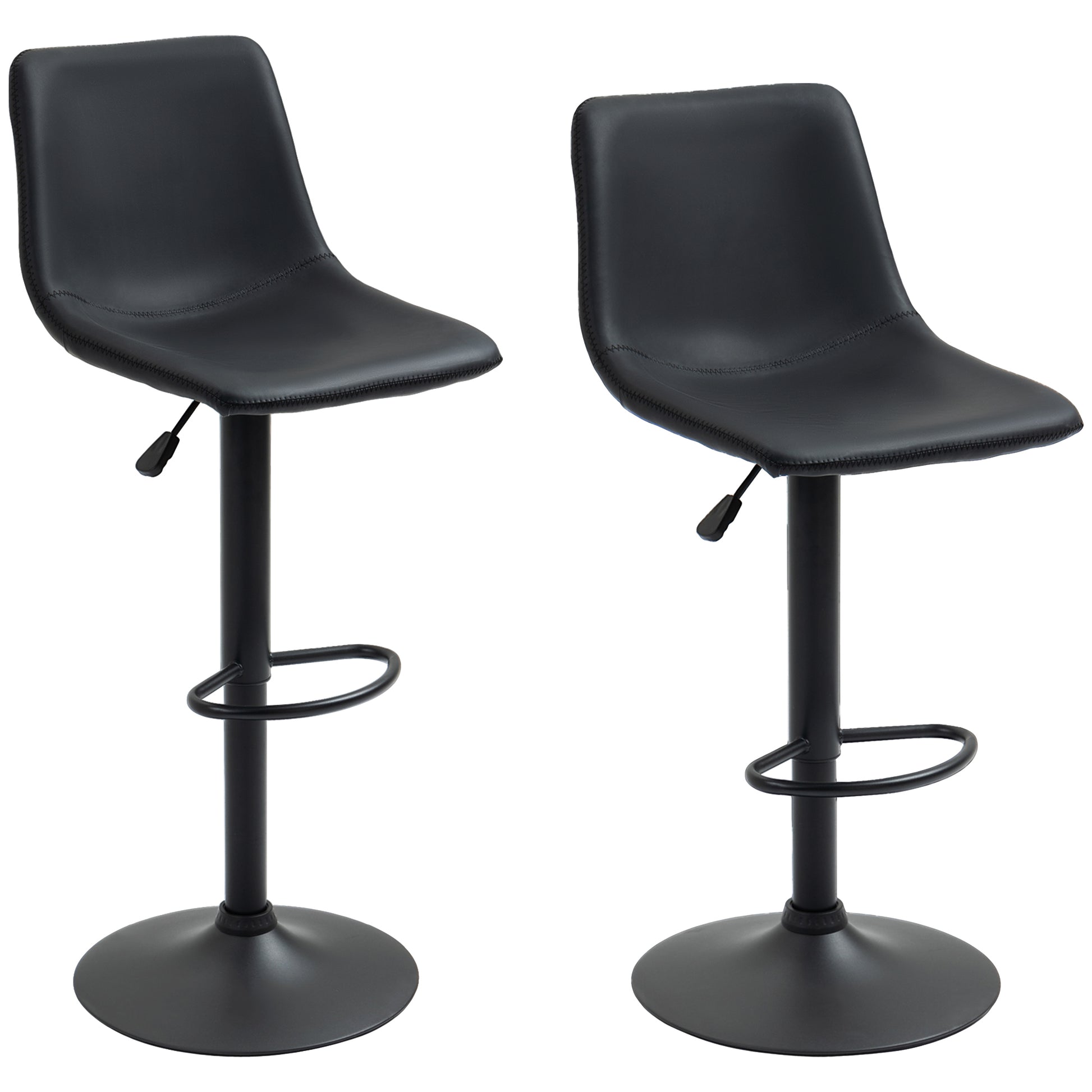 Adjustable Counter Height Bar Stools Set of 2, 360° Swivel Kitchen Counter Stools Dining Chairs with Backs, Vintage Leat