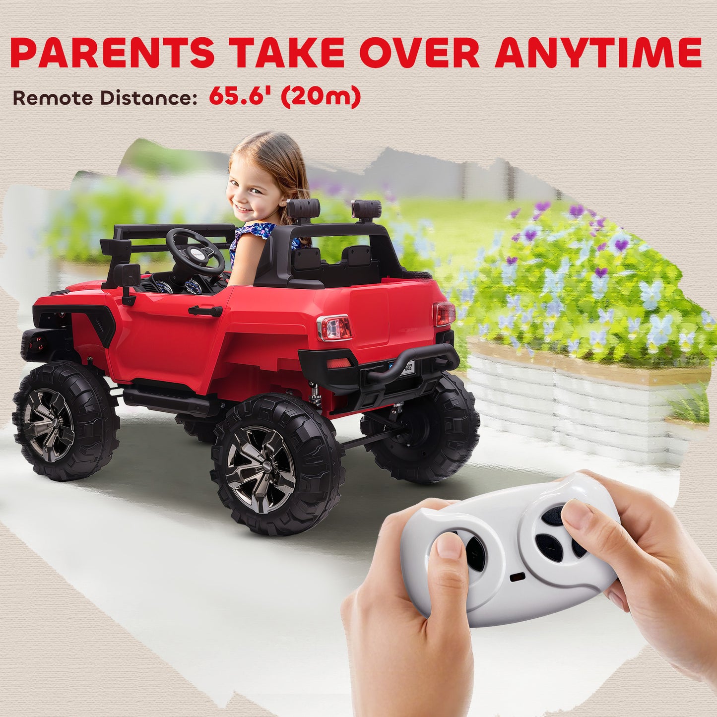 VarietyKart 2-Seater Ride on Truck, 12V 7AH Big Battery Powered Police Car for Kids with Remote Control, 4 Shock Absorbe
