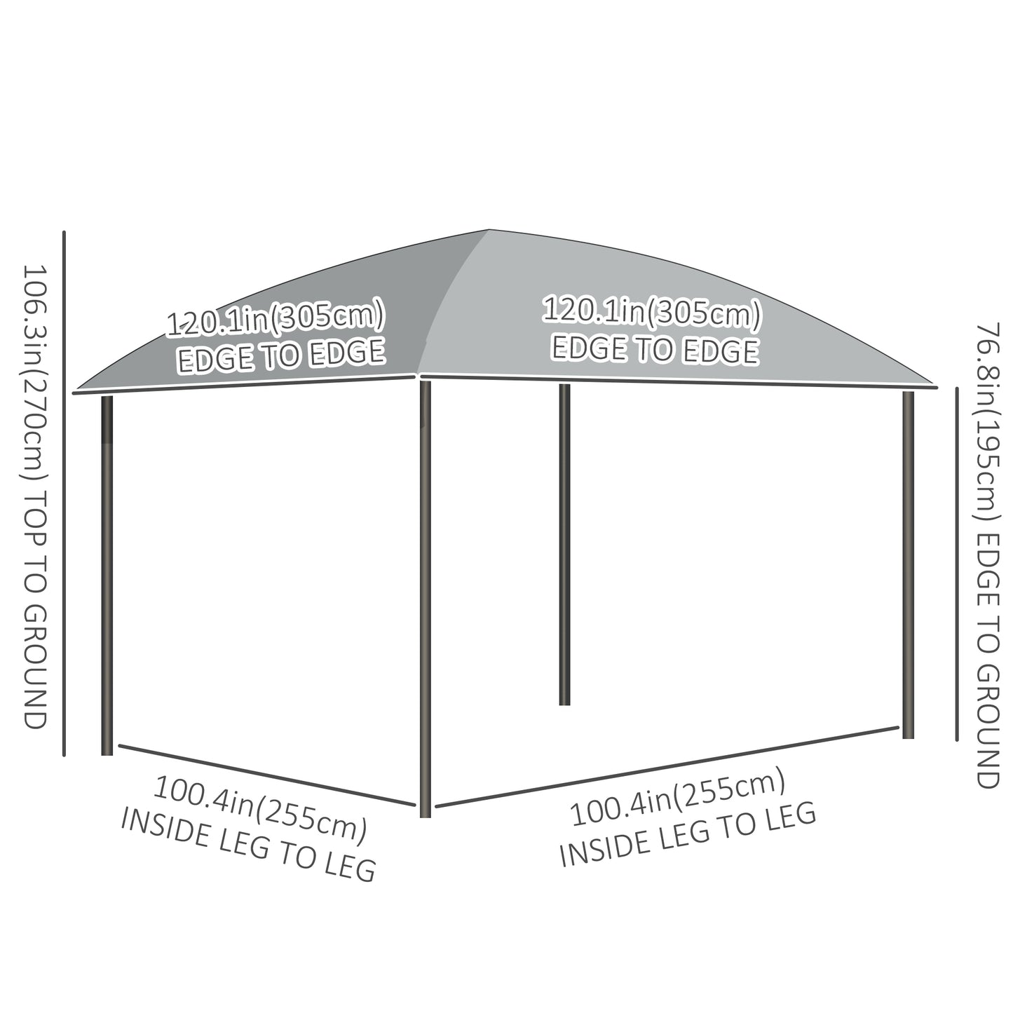 10' x 10' Hardtop Gazebo, Outdoor Gazebo Canopy with UV60+ Polycarbonate Roof, Curtains, Central Hook and Steel Frame fo