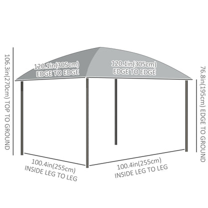 10' x 10' Hardtop Gazebo, Outdoor Gazebo Canopy with UV60+ Polycarbonate Roof, Curtains, Central Hook and Steel Frame fo
