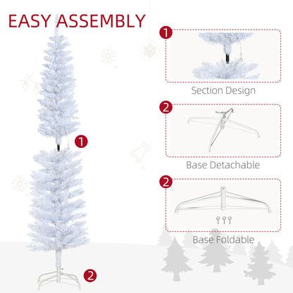 6ft Tall Prelit Pencil Artificial Christmas Tree, Holiday Décor with 395 Realistic Branches, 100 LED Lights, Foldable Me