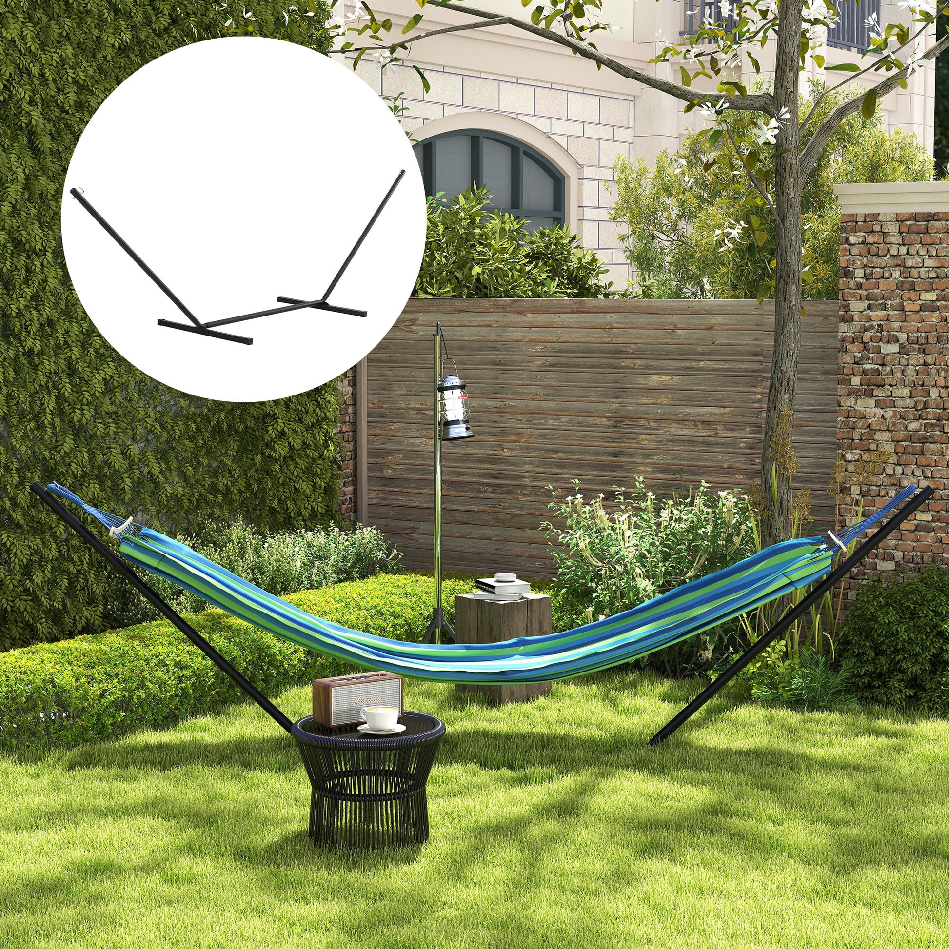 11.8'L Hammock Stand Extra Long Heavy Duty Straight Pole Day Bed Swing Metal Frame Simple Set Up Garden Outdoor Camping 
