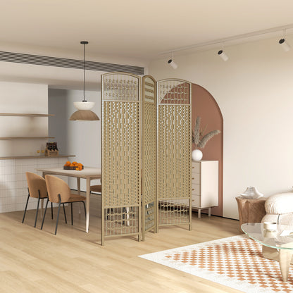 3 Panel Folding Room Divider, Portable Privacy Screen, Wave Fiber Room Partition for Home Office, Natural