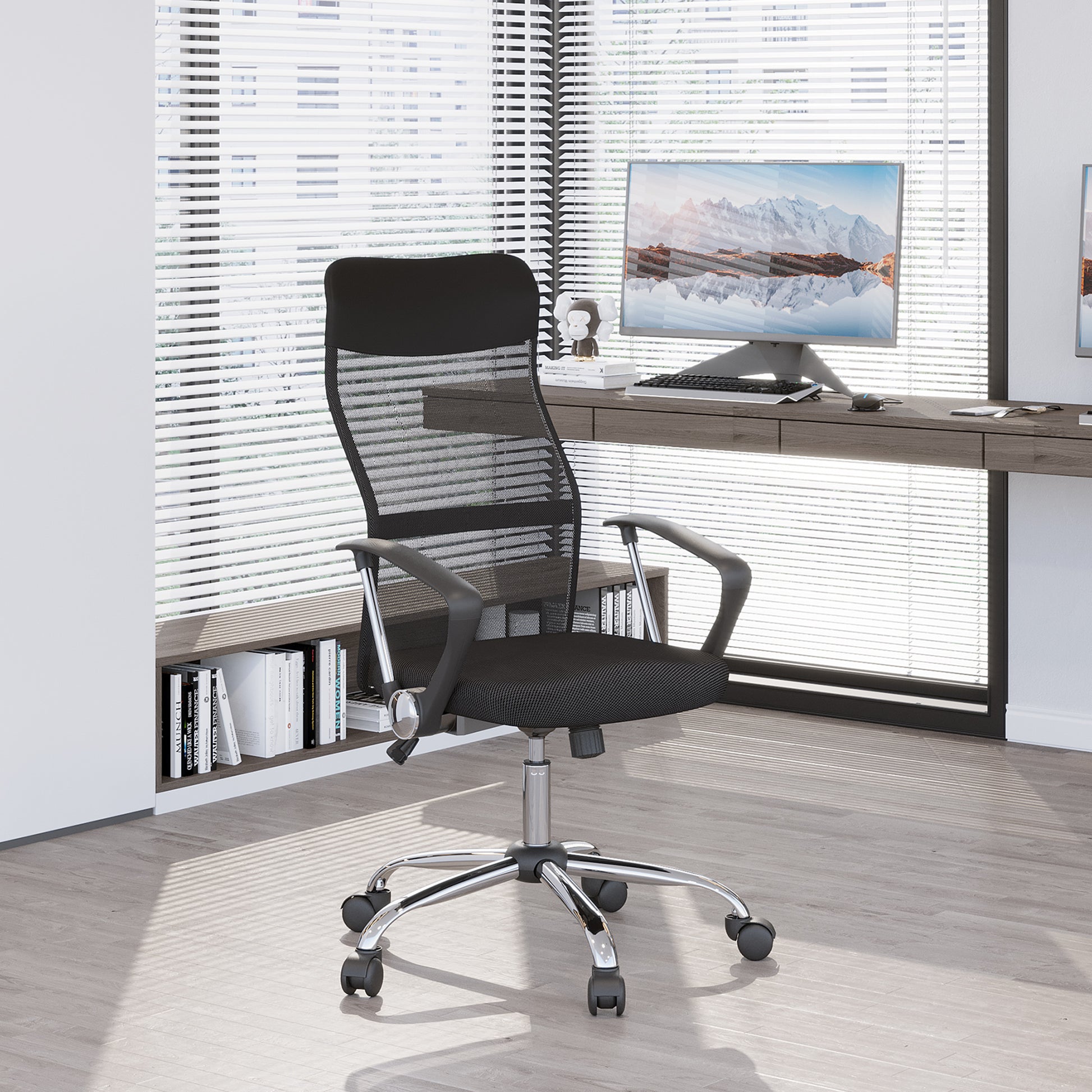 Ergonomic Mesh Office Chair, High Back Computer Desk Chair with Adjustable Height, Tilt Function, Armrest, 360° Swivel O