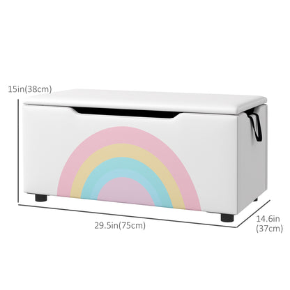 Qaba Toy Chest, Kids Toy Bench Box, Lightweight Storage Bench with Lid and Side Handles, for Nursery Room Playroom Bedro