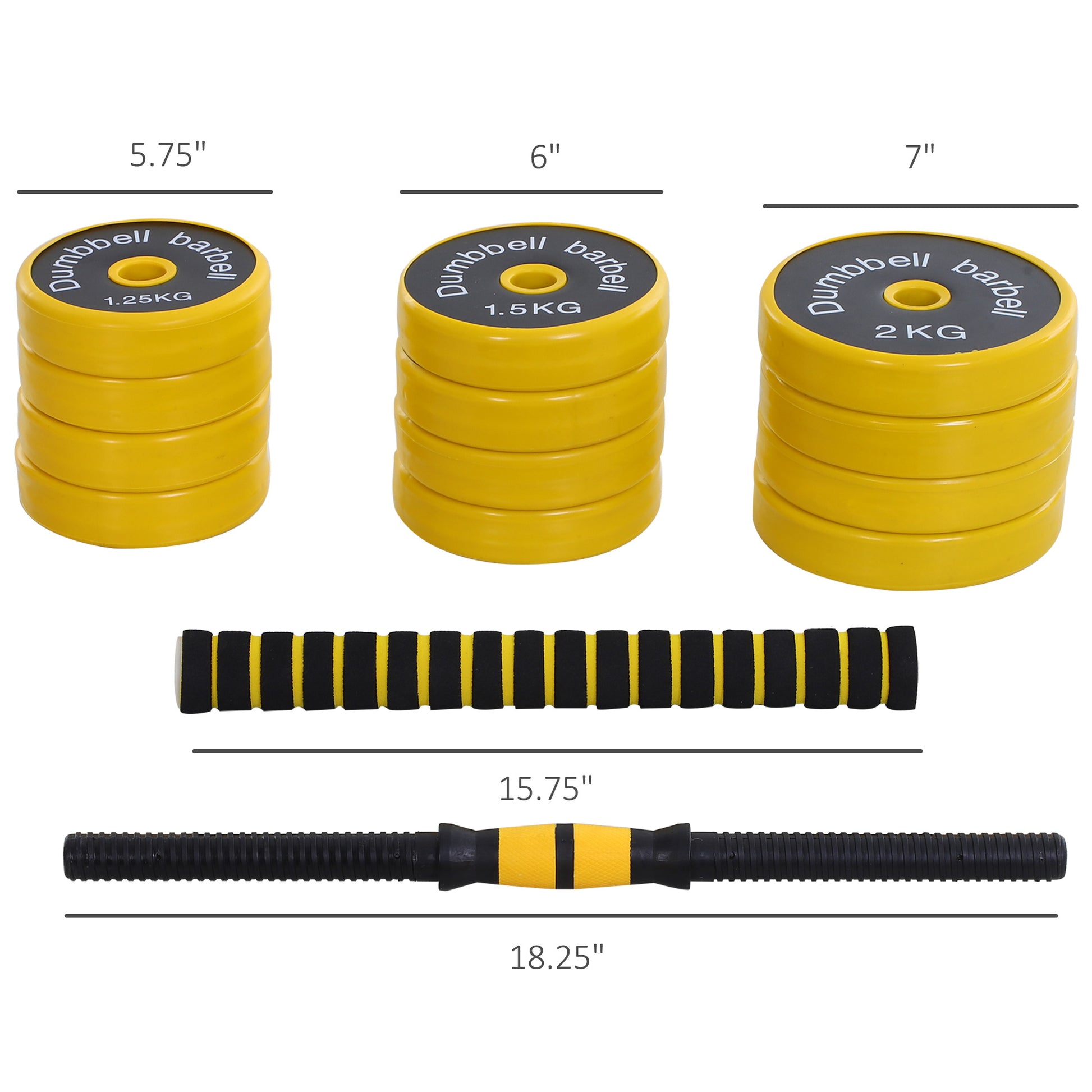 Soozier Dumbbell & Barbell Adjustable Set 44lbs Plate Bar Clamp Rod for Strength Training, Full Body Workout, Muscle Bui