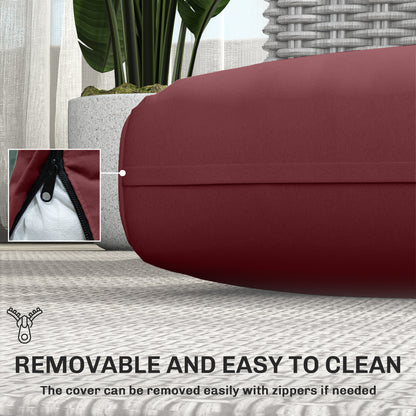 Outdoor Seat Cushions with Backrest, Loveseat Double Sofa Outdoor Furniture Cushions, Wine Red