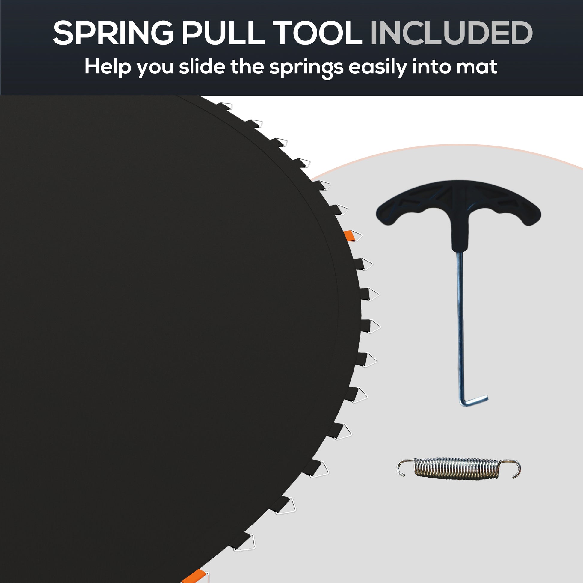 Soozier Trampoline Mat Replacement with Spring Pull Tool and 72 V-Hooks, Fits 12ft Trampoline, Using 5.5" Springs, Black