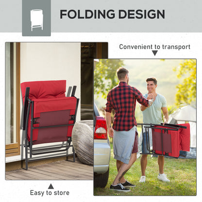 Set of 2 Outdoor Folding Chairs with Adjustable Backrest, Padded Camping Chairs for Outdoor Events, Red