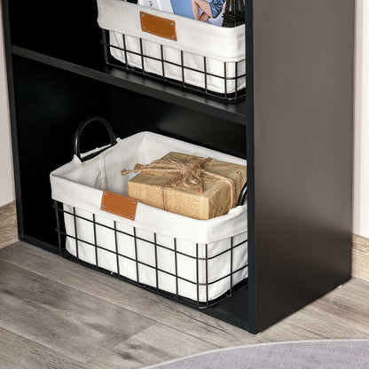 Modern Computer Desk with Storage Shelves, 47" Writing Table Workstation with Bookshelf for Home Office, Black