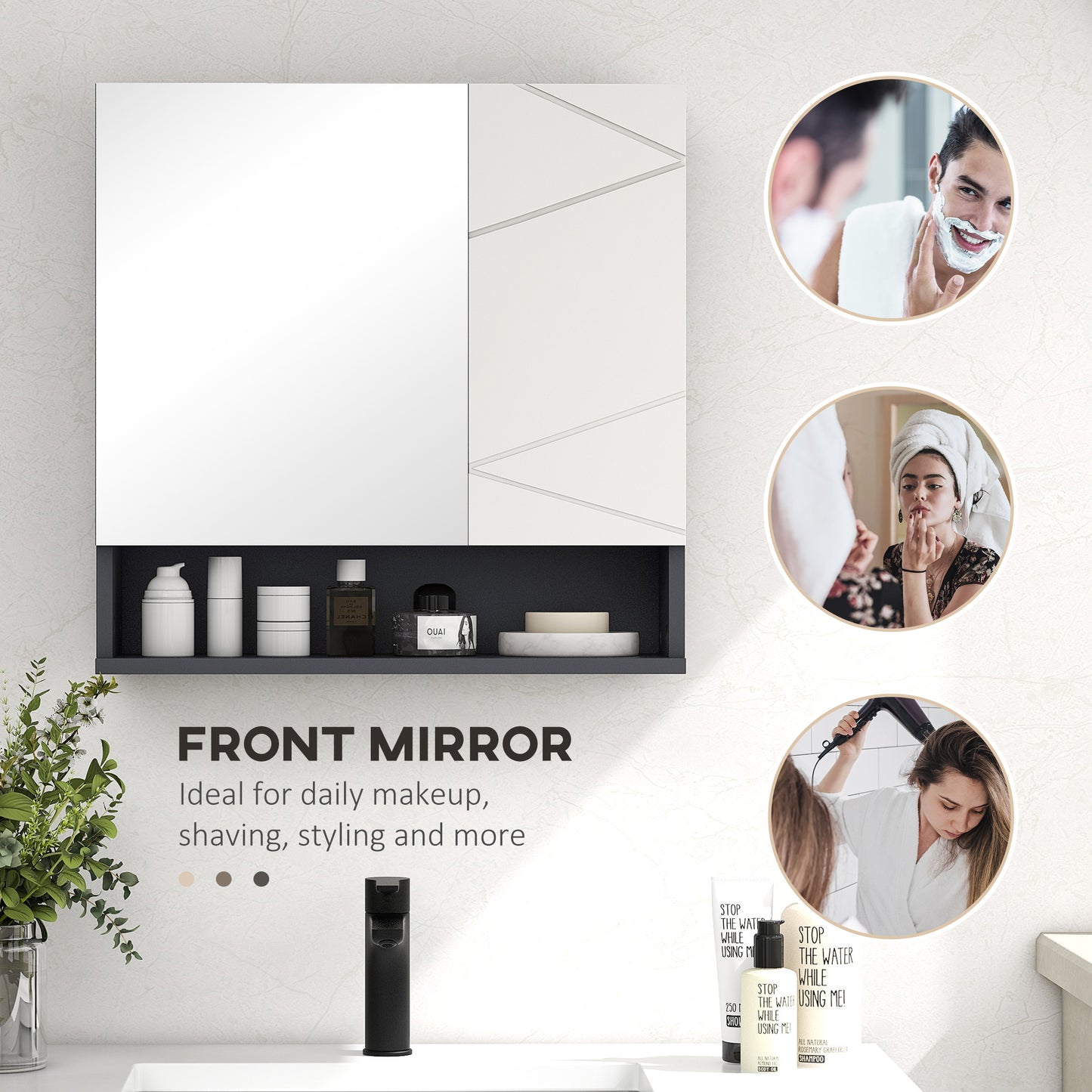 Medicine Cabinet, Wall Mounted Bathroom Mirror Cabinet with Mirrored Door, Adjustable Shelf and Soft Close Mechanism, Li