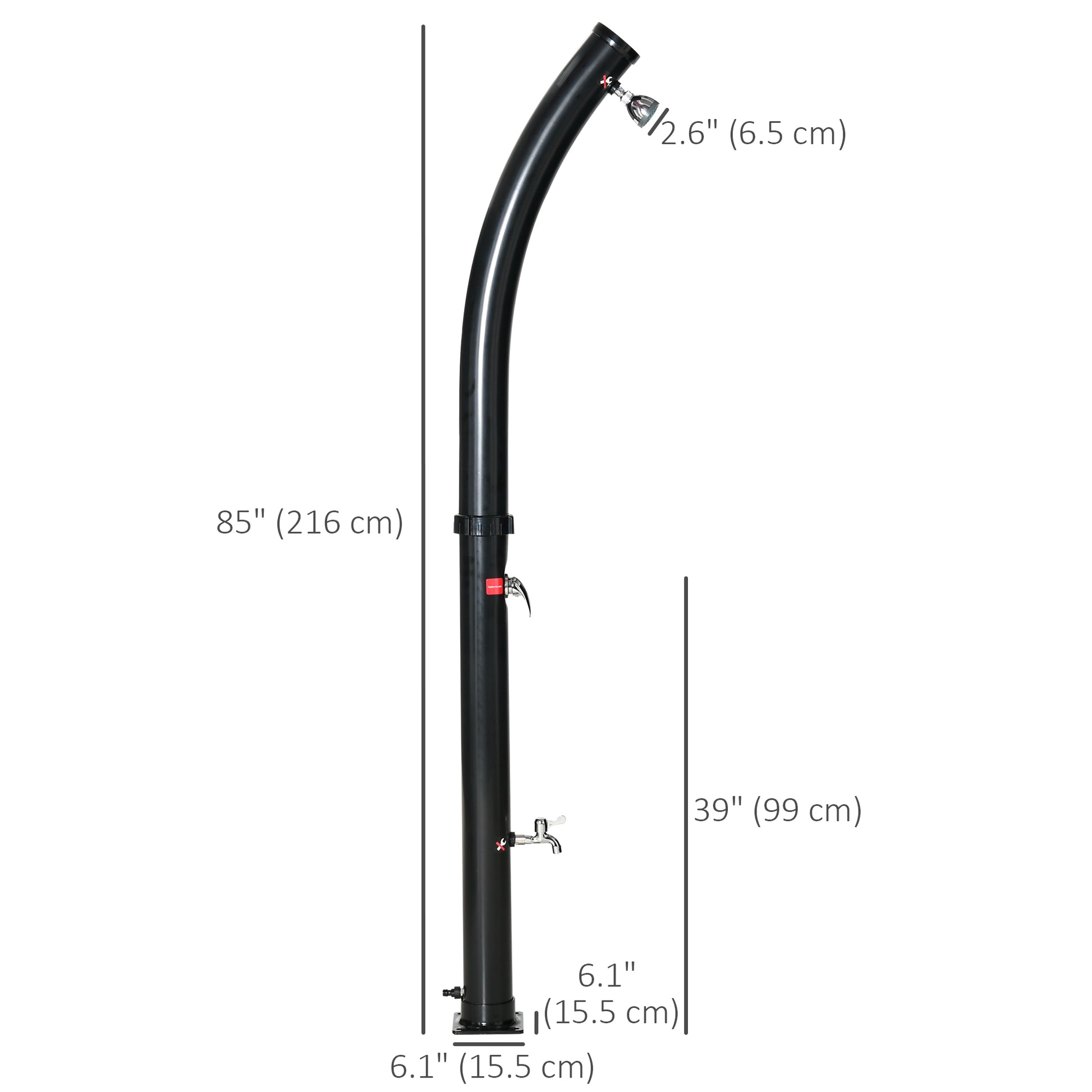 Solar Outdoor Shower, 5.3-Gallon Garden Shower with Adjustable Water Temperature up to 140°F, Black