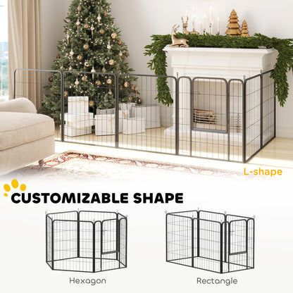 6 Panels Heavy Duty Dog Playpen Outdoor Indoor with Door & Strap, 31.5" Height Portable & Foldable Pet Playpen