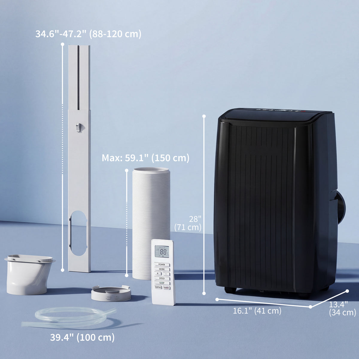 12000 BTU 5-in-1 Portable Air Conditioner with Cool, Heat, Dehumidifier, Fan, Sleep, WiFi Voice Control, Black