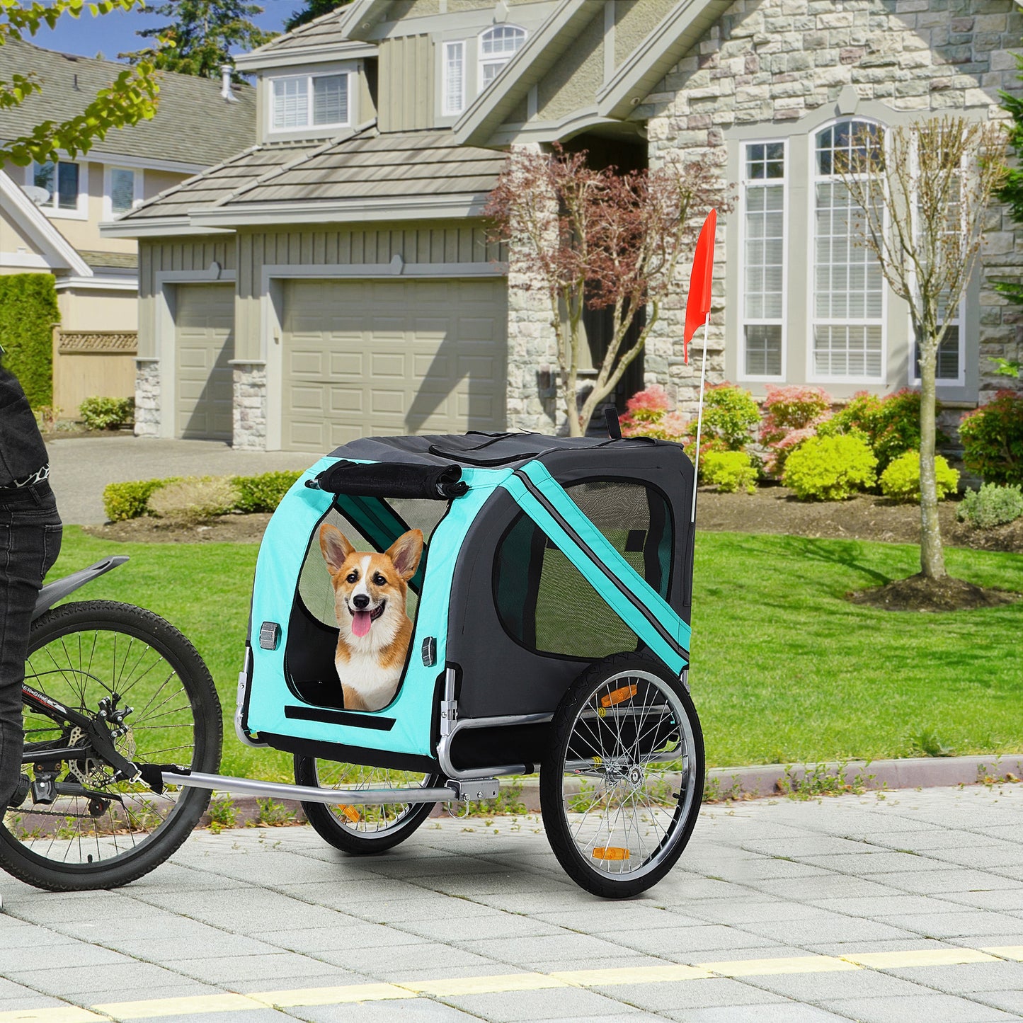 VarietyKart Dog Bike Trailer Pet Cart Bicycle Wagon Cargo Carrier Attachment for Travel with 3 Entrances Large Wheels fo