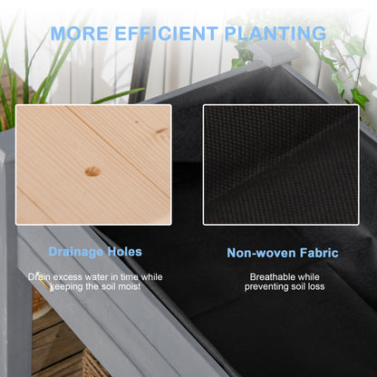 48" x 22" x 30" Wooden Patio Raised Garden Bed Planter, Elevated Planter Box with Legs, Outdoor Flower Stand with Inner 