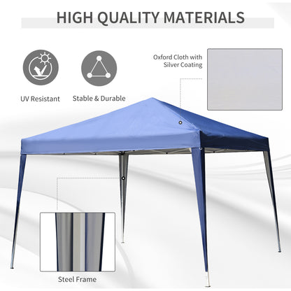 10 x 10ft Folding Pop Up Tent Outdoor Gazebo Canopy with Carrying Bag, Blue