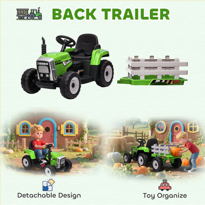 VarietyKart 12V Kids Ride on Tractor with Trailer, Battery Powered Electric Kids Car with Remote Control, Music Start up