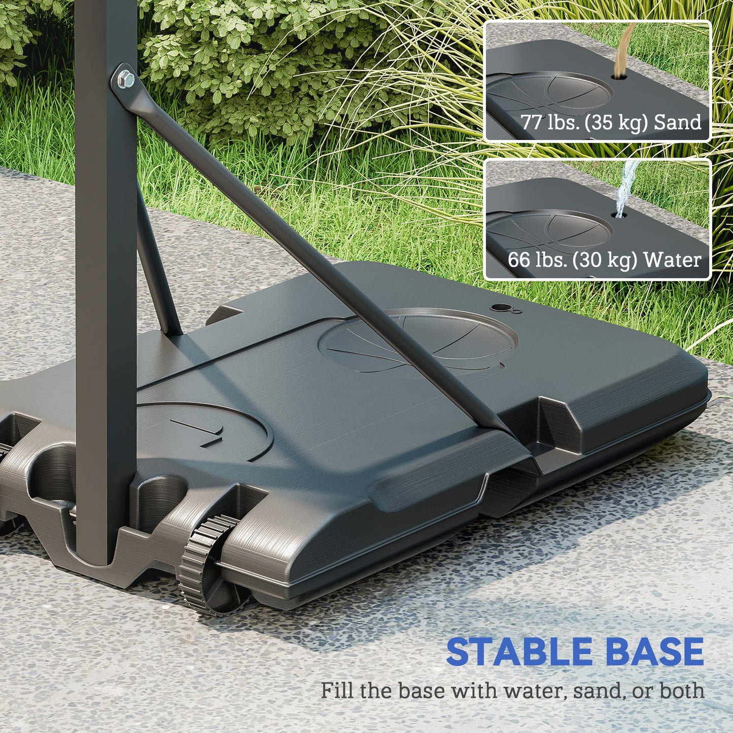 Soozier Basketball Hoop Outdoor, Basketball Hoop and Stand with Weighted Base and Shatterproof Backboard, 57.5"-92.9", B