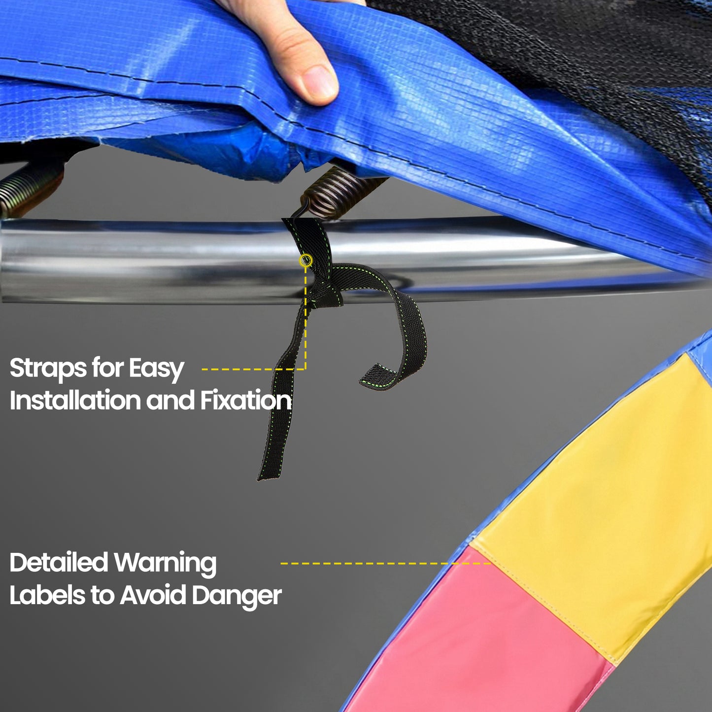 Soozier Trampoline Pad, 14FT Replacement Trampoline Safety Pad Mat Spring Cover, Water-Resistant, UV-Resistant, Tear-Res