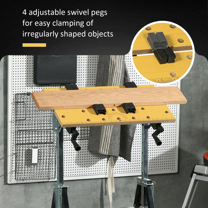 Portable Work Bench, Workshop Tool Stand with 6-Level Height Adjustable Work Table, Carpenter Saw Table with 4 Clamps, S