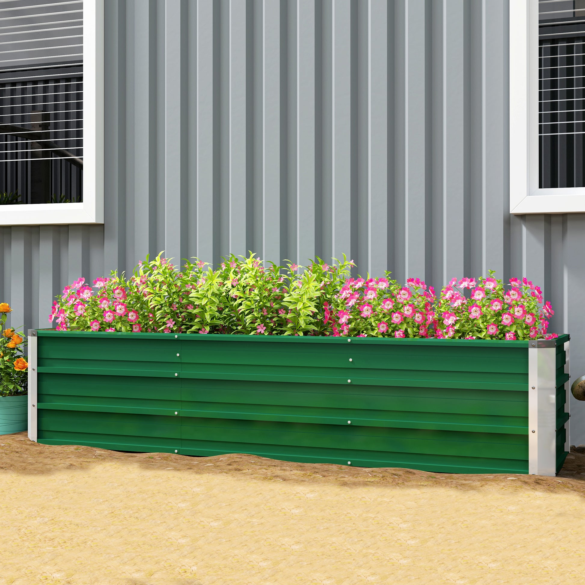 6' x 1.5' x 1.3' Galvanized Raised Garden Bed, Elevated Large Metal Planter Box w/ Install Gloves for Backyard, Patio to