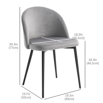 Modern Dining Chairs, Mid-Back Velvet-touch Upholstery Side Chair, Table Chair for Living Room, Dining Room, Grey, Set o